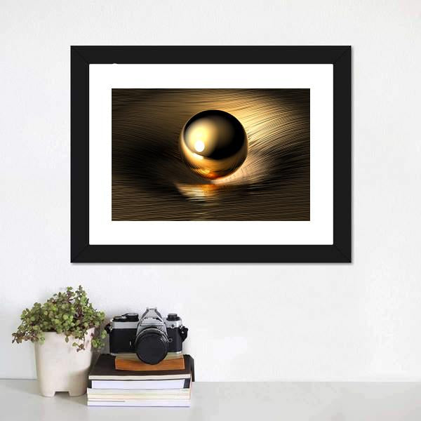 Gold Sphere Canvas Wall Art-1 Piece-Framed Print-20" x 16"-Tiaracle