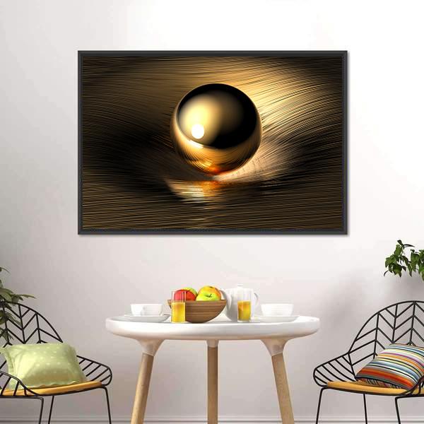 Gold Sphere Canvas Wall Art-3 Horizontal-Gallery Wrap-25" x 16"-Tiaracle