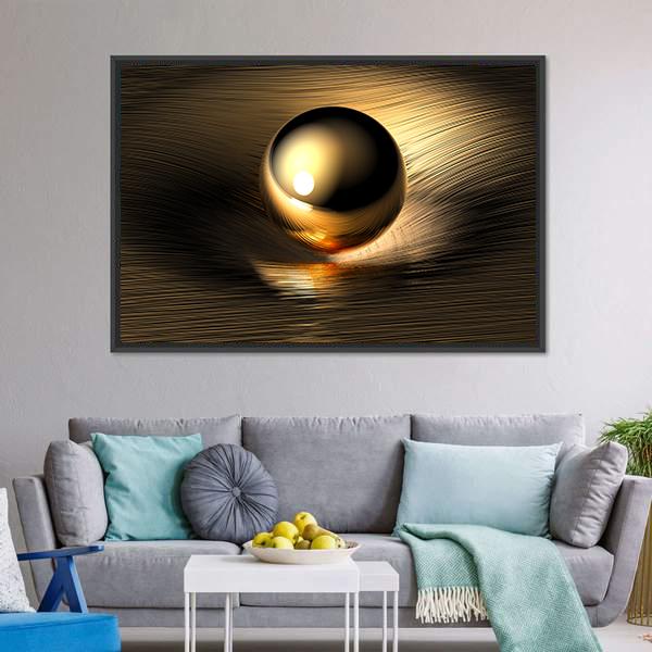 Gold Sphere Canvas Wall Art-3 Horizontal-Gallery Wrap-25" x 16"-Tiaracle