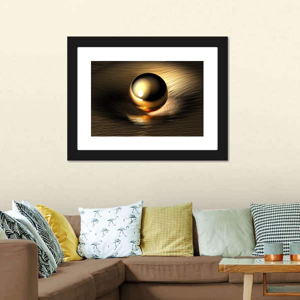Gold Sphere Canvas Wall Art-3 Horizontal-Gallery Wrap-25" x 16"-Tiaracle