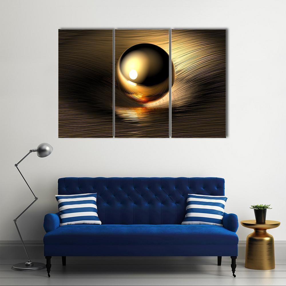 Gold Sphere Canvas Wall Art-3 Horizontal-Gallery Wrap-37" x 24"-Tiaracle