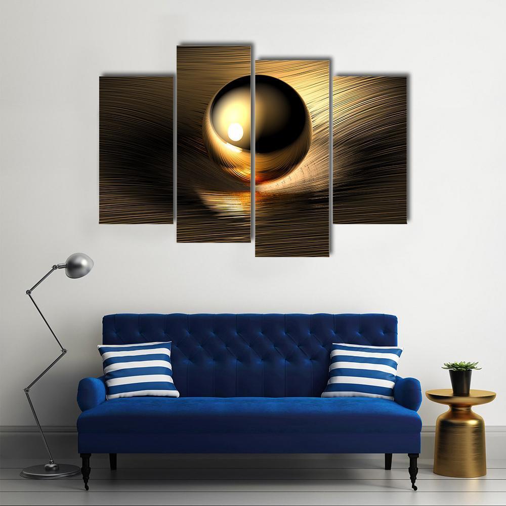 Gold Sphere Canvas Wall Art-4 Pop-Gallery Wrap-50" x 32"-Tiaracle