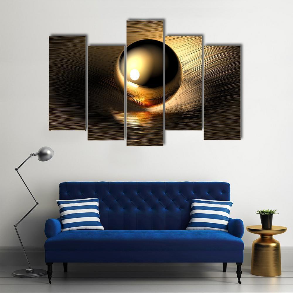 Gold Sphere Canvas Wall Art-5 Pop-Gallery Wrap-47" x 32"-Tiaracle