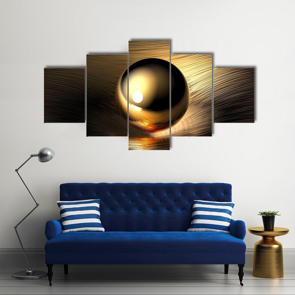 Gold Sphere Canvas Wall Art-5 Star-Gallery Wrap-62" x 32"-Tiaracle