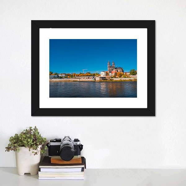 Golden Autumn In Magdeburg Canvas Wall Art-1 Piece-Framed Print-20" x 16"-Tiaracle