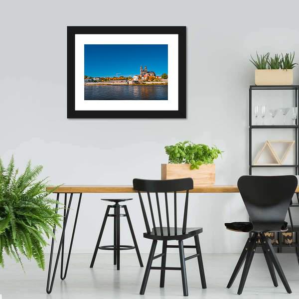 Golden Autumn In Magdeburg Canvas Wall Art-3 Horizontal-Gallery Wrap-25" x 16"-Tiaracle