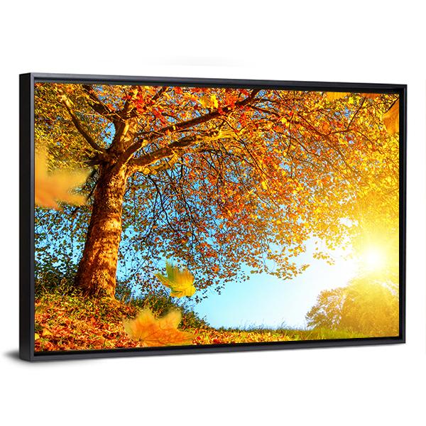 Golden Autumn Scenery Canvas Wall Art-3 Horizontal-Gallery Wrap-25" x 16"-Tiaracle