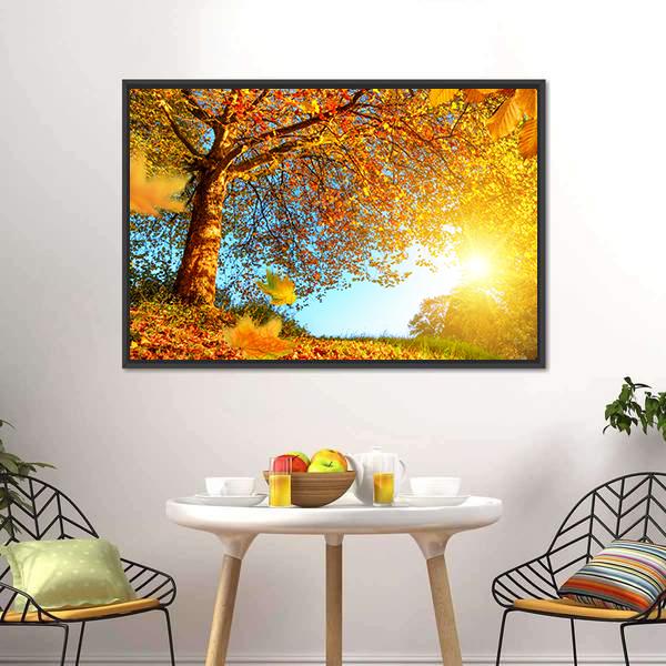 Golden Autumn Scenery Canvas Wall Art-3 Horizontal-Gallery Wrap-25" x 16"-Tiaracle