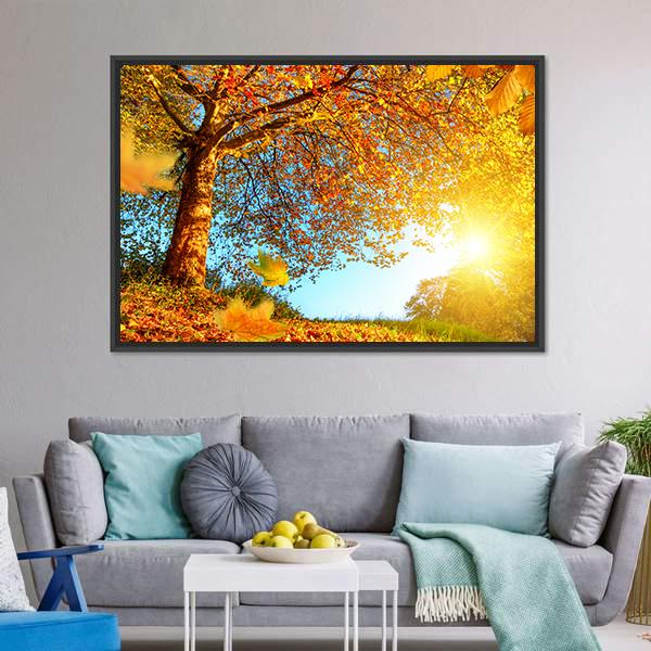 Golden Autumn Scenery Canvas Wall Art-3 Horizontal-Gallery Wrap-25" x 16"-Tiaracle