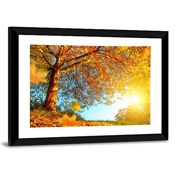 Golden Autumn Scenery Canvas Wall Art-3 Horizontal-Gallery Wrap-25" x 16"-Tiaracle
