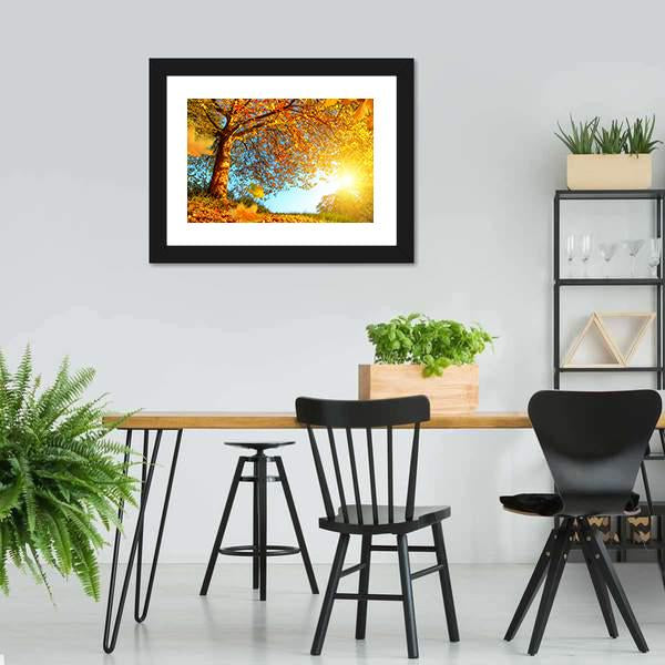Golden Autumn Scenery Canvas Wall Art-3 Horizontal-Gallery Wrap-25" x 16"-Tiaracle
