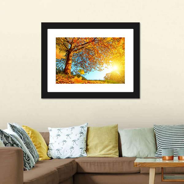 Golden Autumn Scenery Canvas Wall Art-3 Horizontal-Gallery Wrap-25" x 16"-Tiaracle