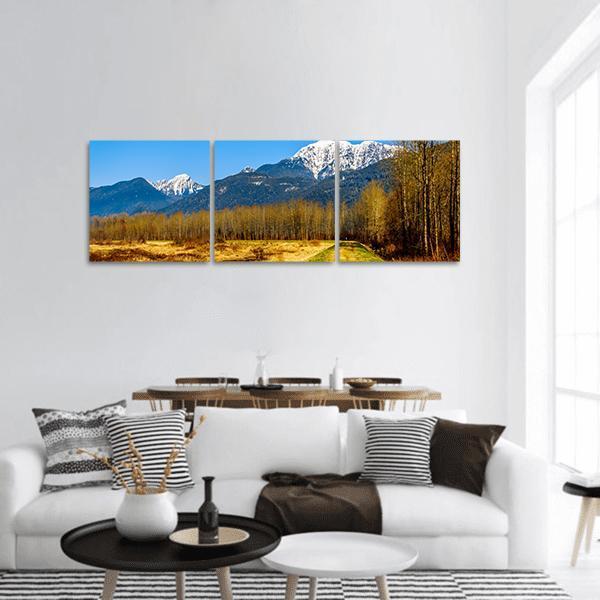 Golden Ears Mountain In British Columbia Panoramic Canvas Wall Art-3 Piece-25" x 08"-Tiaracle