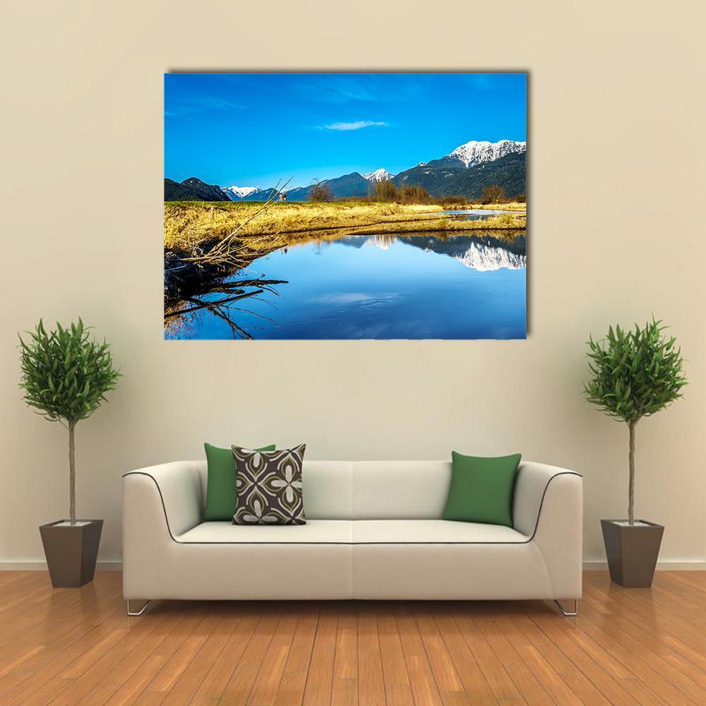Lake With Golden Ears Mountain Canvas Wall Art-1 Piece-Gallery Wrap-48" x 32"-Tiaracle