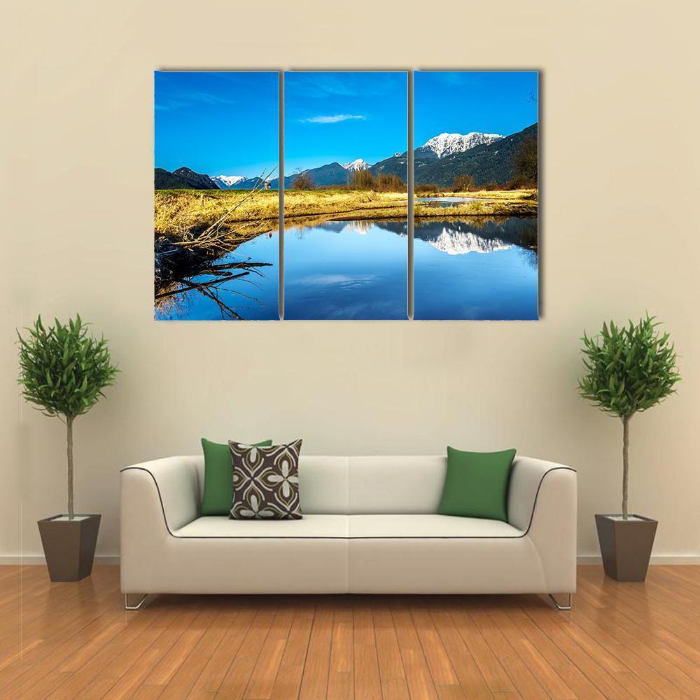 Lake With Golden Ears Mountain Canvas Wall Art-3 Horizontal-Gallery Wrap-37" x 24"-Tiaracle