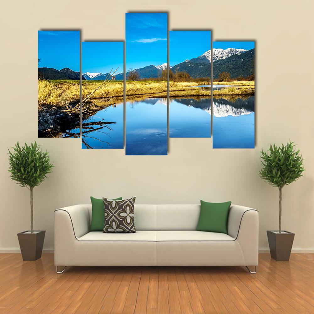 Lake With Golden Ears Mountain Canvas Wall Art-5 Pop-Gallery Wrap-47" x 32"-Tiaracle