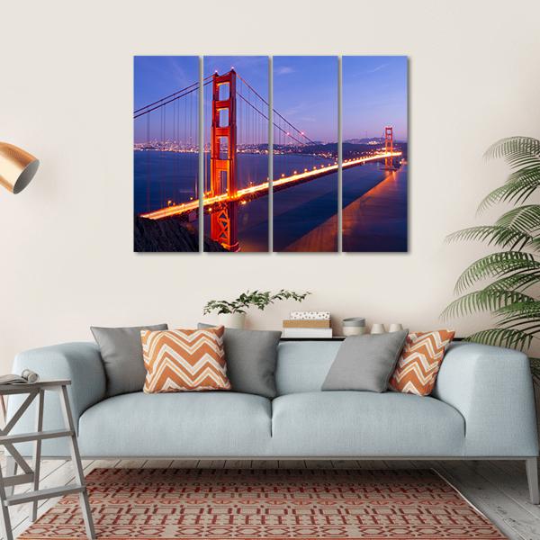 Golden Gate Bridge USA Canvas Wall Art-4 Horizontal-Gallery Wrap-34" x 24"-Tiaracle