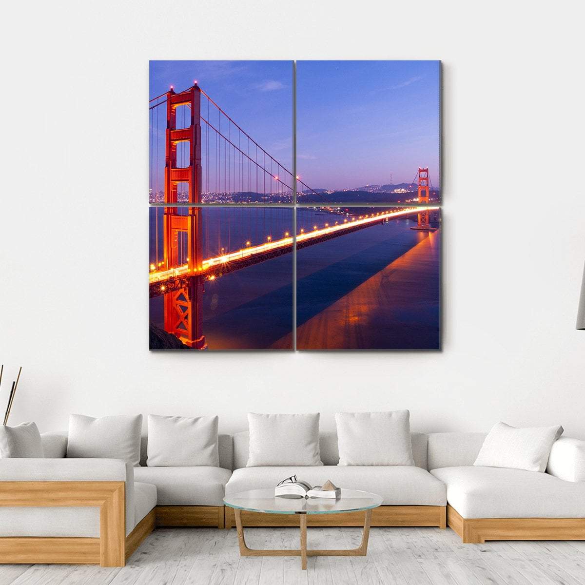 Golden Gate Bridge USA Canvas Wall Art-4 Square-Gallery Wrap-17" x 17"-Tiaracle