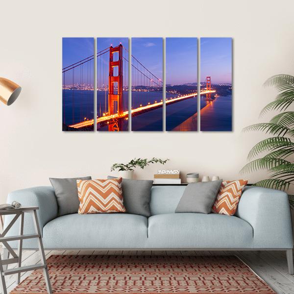 Golden Gate Bridge USA Canvas Wall Art-5 Horizontal-Gallery Wrap-22" x 12"-Tiaracle