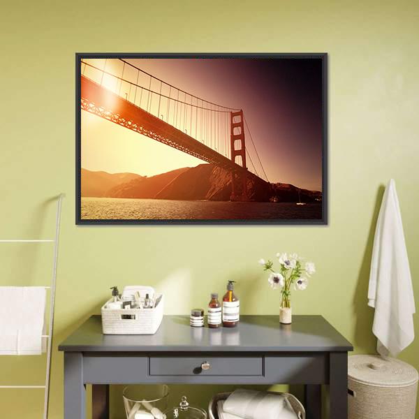 Golden Gate Bridge California Canvas Wall Art-1 Piece-Floating Frame-24" x 16"-Tiaracle