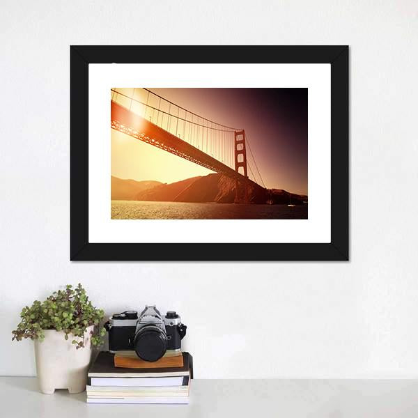 Golden Gate Bridge California Canvas Wall Art-1 Piece-Framed Print-20" x 16"-Tiaracle