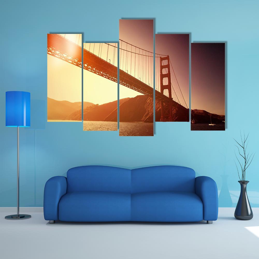 Golden Gate Bridge California Canvas Wall Art-5 Pop-Gallery Wrap-47" x 32"-Tiaracle