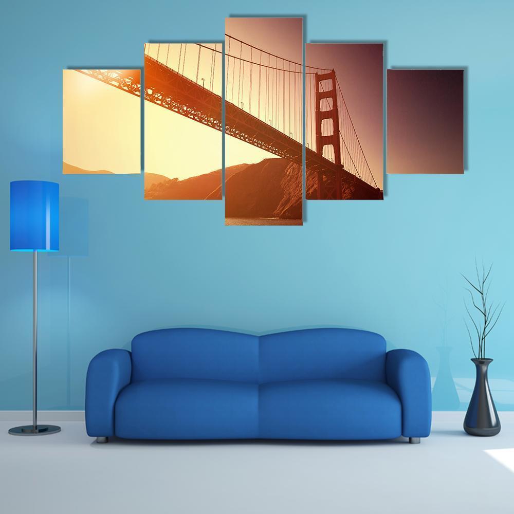 Golden Gate Bridge California Canvas Wall Art-4 Pop-Gallery Wrap-50" x 32"-Tiaracle