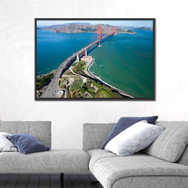 Golden Gate Bridge Canvas Wall Art-1 Piece-Floating Frame-24" x 16"-Tiaracle