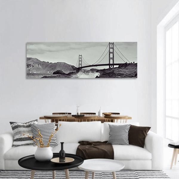 Golden Gate Bridge From Beach Panoramic Canvas Wall Art-1 Piece-36" x 12"-Tiaracle