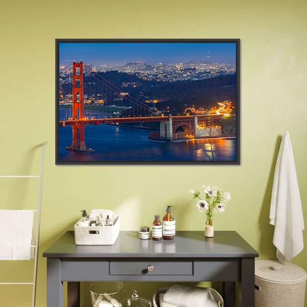 Golden Gate Bridge San Francisco Canvas Wall Art-1 Piece-Floating Frame-24" x 16"-Tiaracle