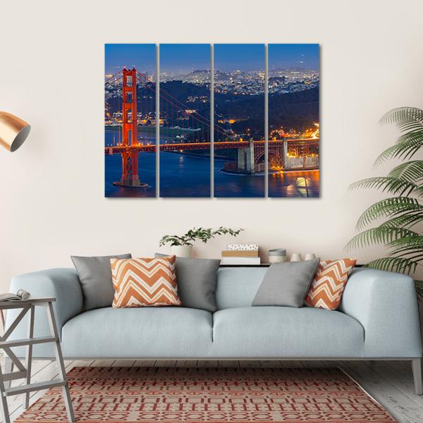 Golden Gate Bridge San Francisco Canvas Wall Art-4 Horizontal-Gallery Wrap-34" x 24"-Tiaracle