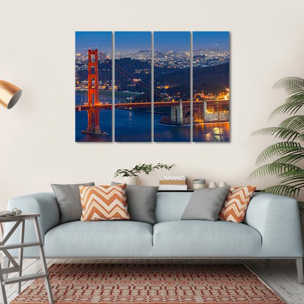 Golden Gate Bridge San Francisco Canvas Wall Art-4 Horizontal-Gallery Wrap-34" x 24"-Tiaracle