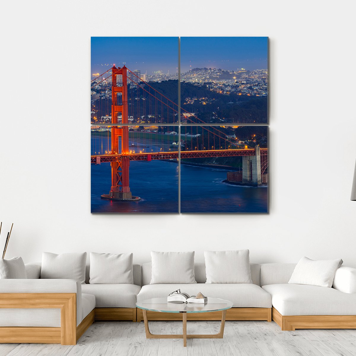 Golden Gate Bridge San Francisco Canvas Wall Art-4 Square-Gallery Wrap-17" x 17"-Tiaracle