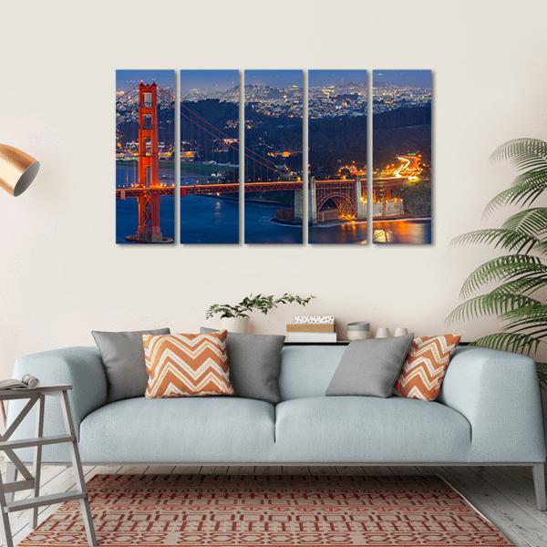 Golden Gate Bridge San Francisco Canvas Wall Art-5 Horizontal-Gallery Wrap-22" x 12"-Tiaracle