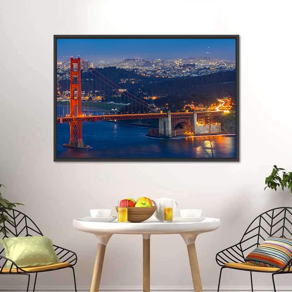 Golden Gate Bridge San Francisco Canvas Wall Art-3 Horizontal-Gallery Wrap-25" x 16"-Tiaracle