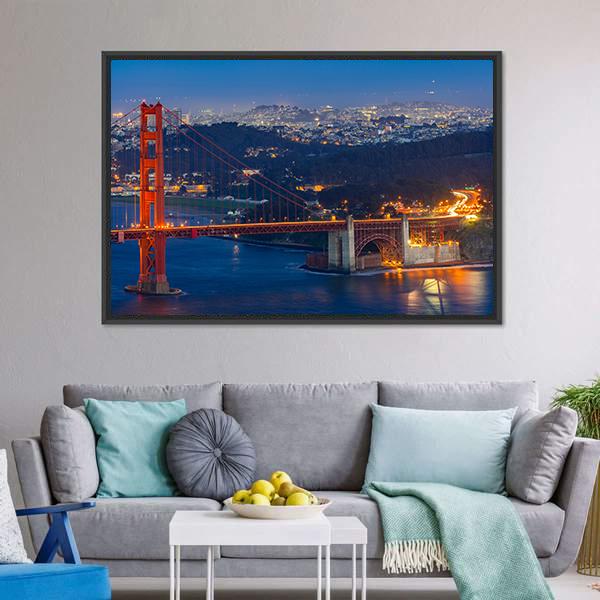 Golden Gate Bridge San Francisco Canvas Wall Art-3 Horizontal-Gallery Wrap-25" x 16"-Tiaracle