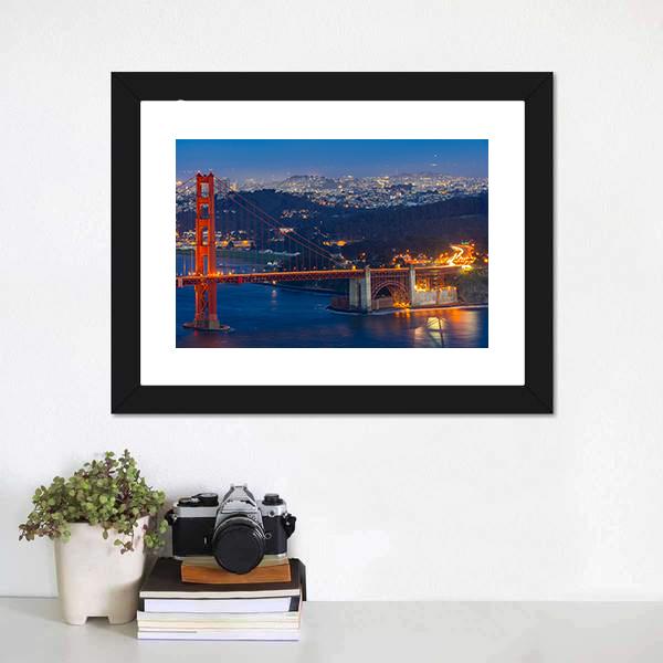Golden Gate Bridge San Francisco Canvas Wall Art-1 Piece-Framed Print-20" x 16"-Tiaracle