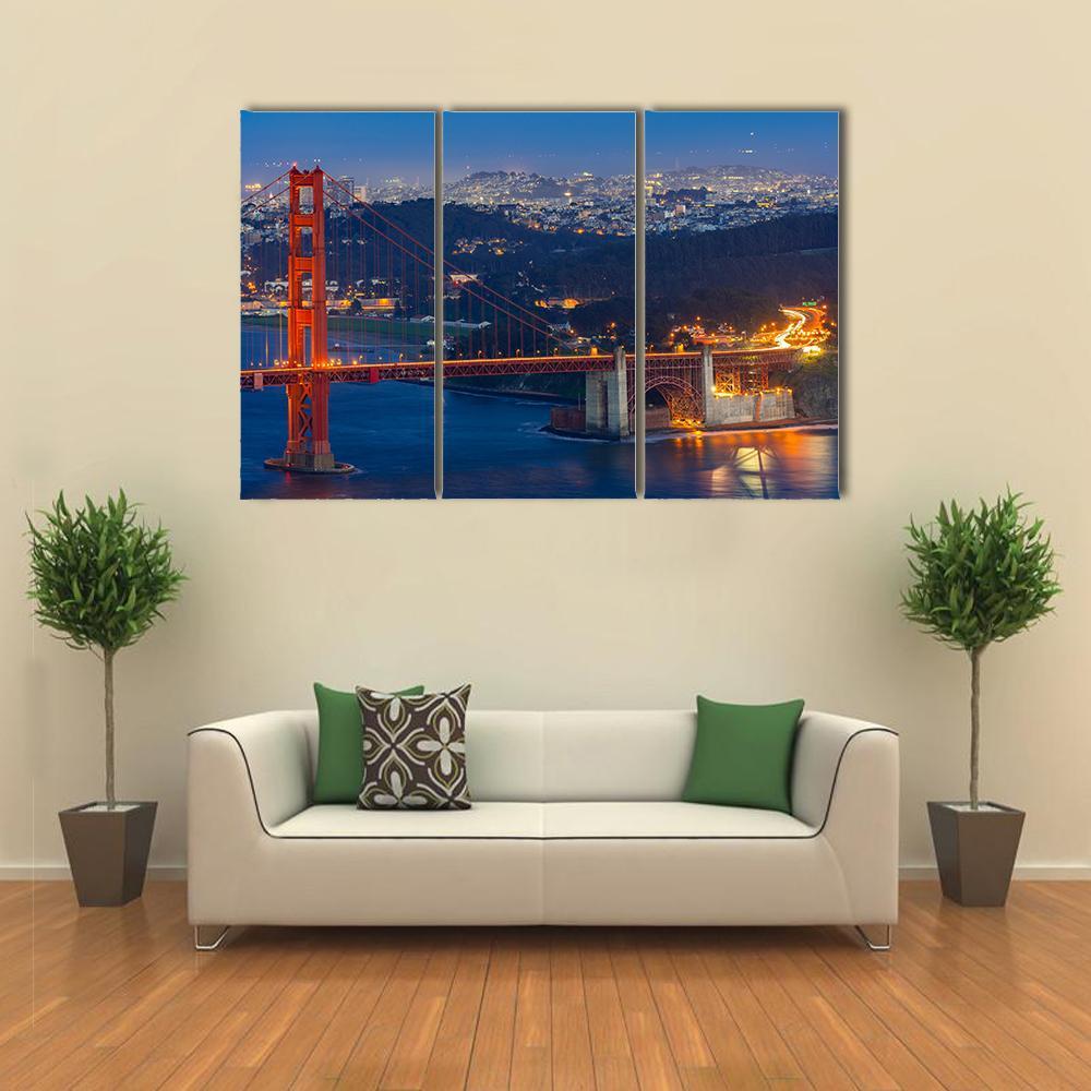 Golden Gate Bridge San Francisco Canvas Wall Art-3 Horizontal-Gallery Wrap-37" x 24"-Tiaracle