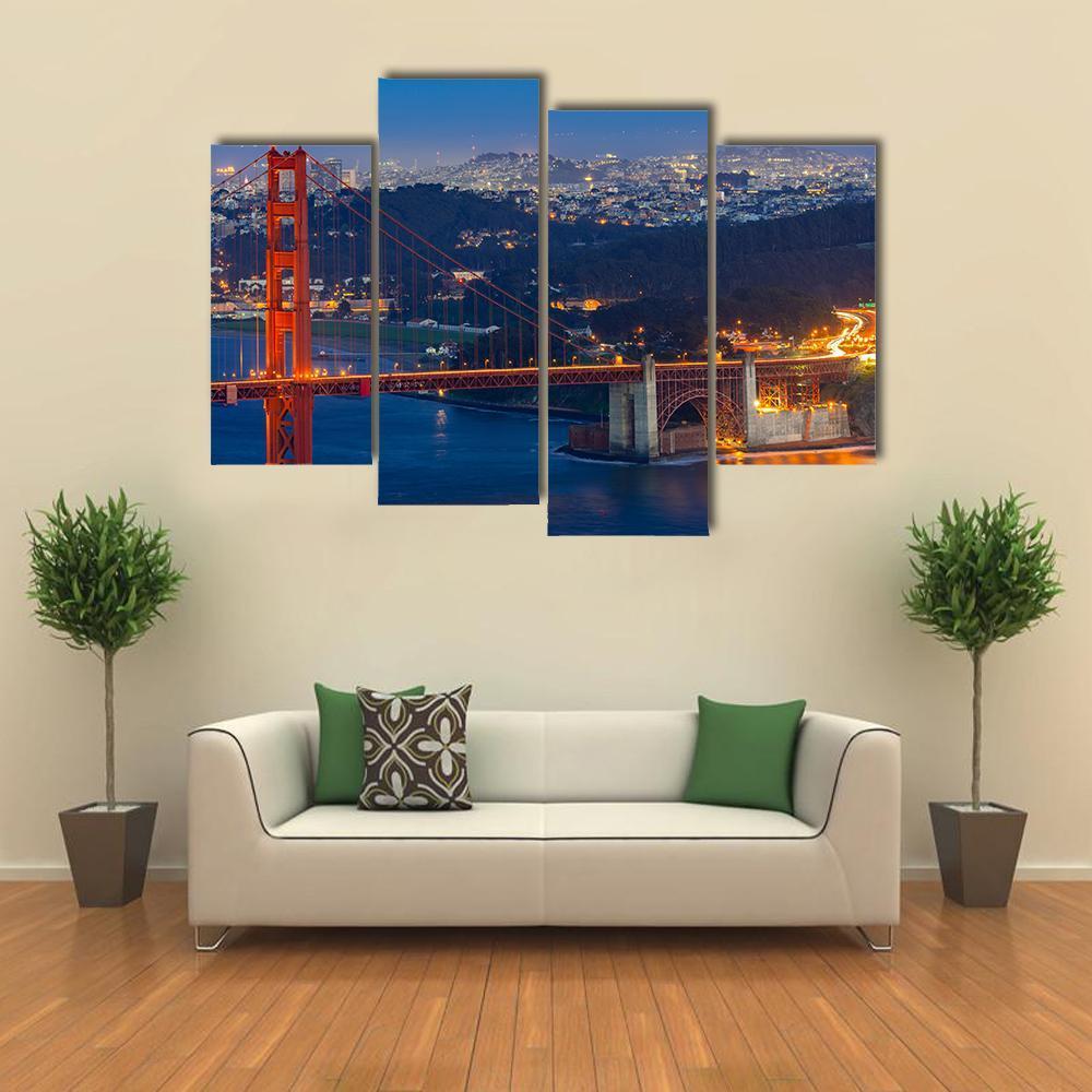 Golden Gate Bridge San Francisco Canvas Wall Art-4 Pop-Gallery Wrap-50" x 32"-Tiaracle