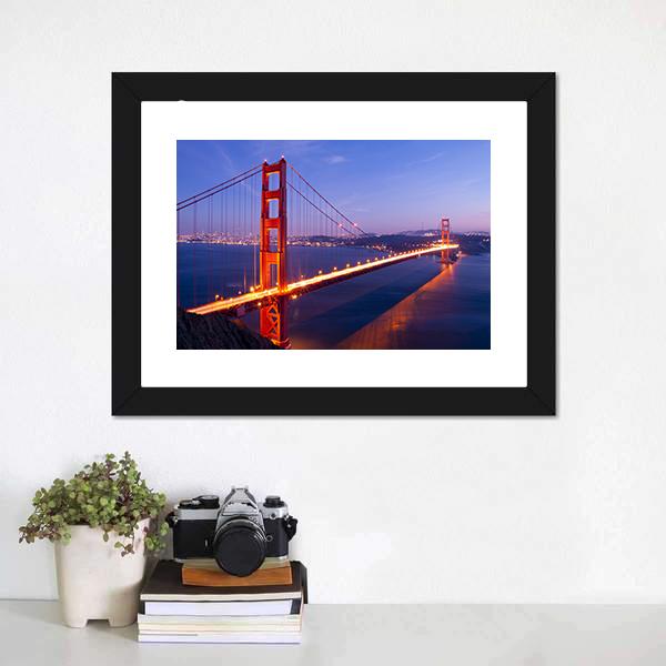 Golden Gate Bridge USA Canvas Wall Art-1 Piece-Framed Print-20" x 16"-Tiaracle
