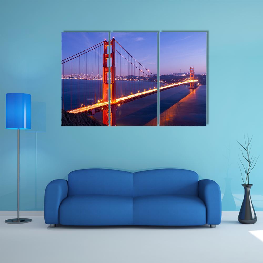 Golden Gate Bridge USA Canvas Wall Art-3 Horizontal-Gallery Wrap-37" x 24"-Tiaracle