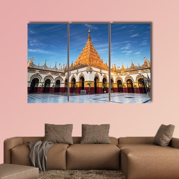 Mahamuni Buddha Temple Canvas Wall Art-3 Horizontal-Gallery Wrap-37" x 24"-Tiaracle