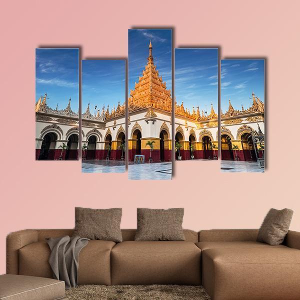 Mahamuni Buddha Temple Canvas Wall Art-5 Pop-Gallery Wrap-47" x 32"-Tiaracle
