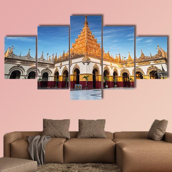 Mahamuni Buddha Temple Canvas Wall Art-5 Star-Gallery Wrap-62" x 32"-Tiaracle