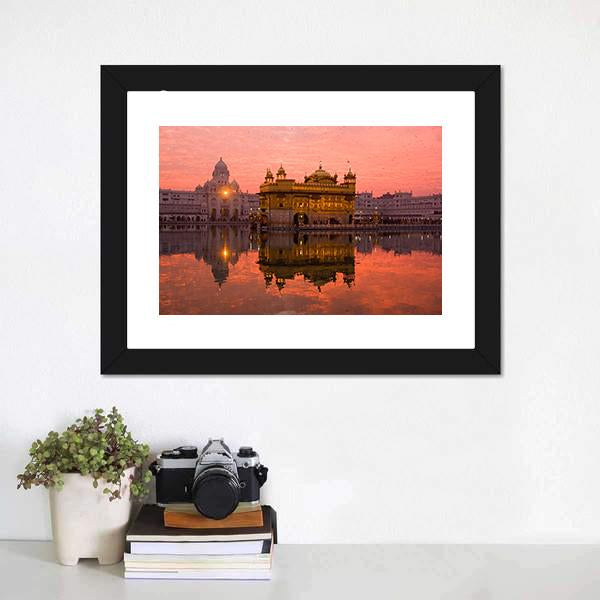 Golden Temple In Amritsar Canvas Wall Art-1 Piece-Framed Print-20" x 16"-Tiaracle