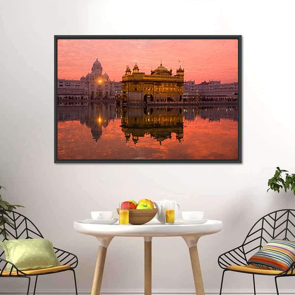 Golden Temple In Amritsar Canvas Wall Art-5 Horizontal-Gallery Wrap-22" x 12"-Tiaracle