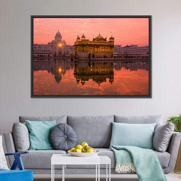 Golden Temple In Amritsar Canvas Wall Art-5 Horizontal-Gallery Wrap-22" x 12"-Tiaracle