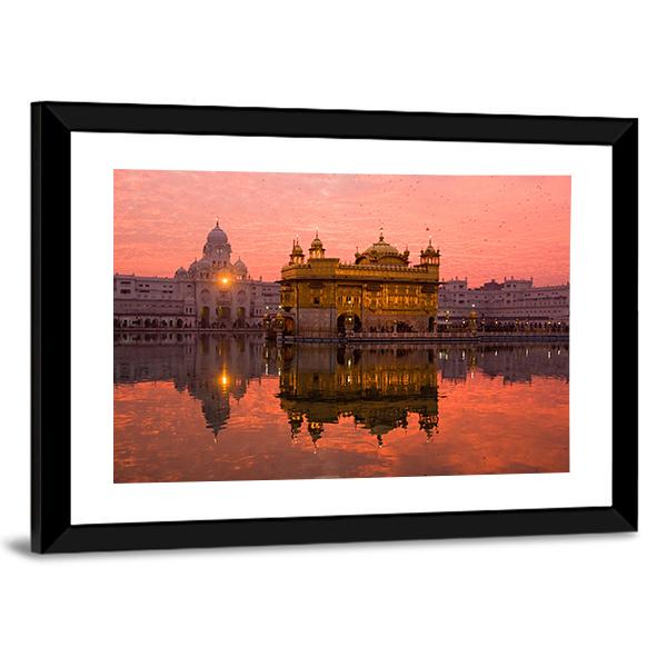 Golden Temple In Amritsar Canvas Wall Art-5 Horizontal-Gallery Wrap-22" x 12"-Tiaracle
