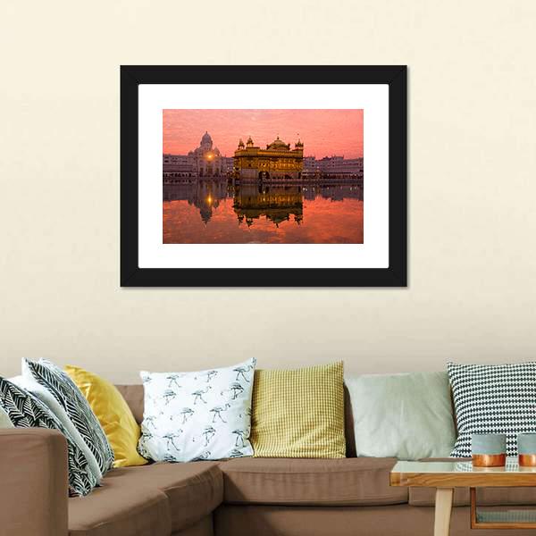 Golden Temple In Amritsar Canvas Wall Art-5 Horizontal-Gallery Wrap-22" x 12"-Tiaracle