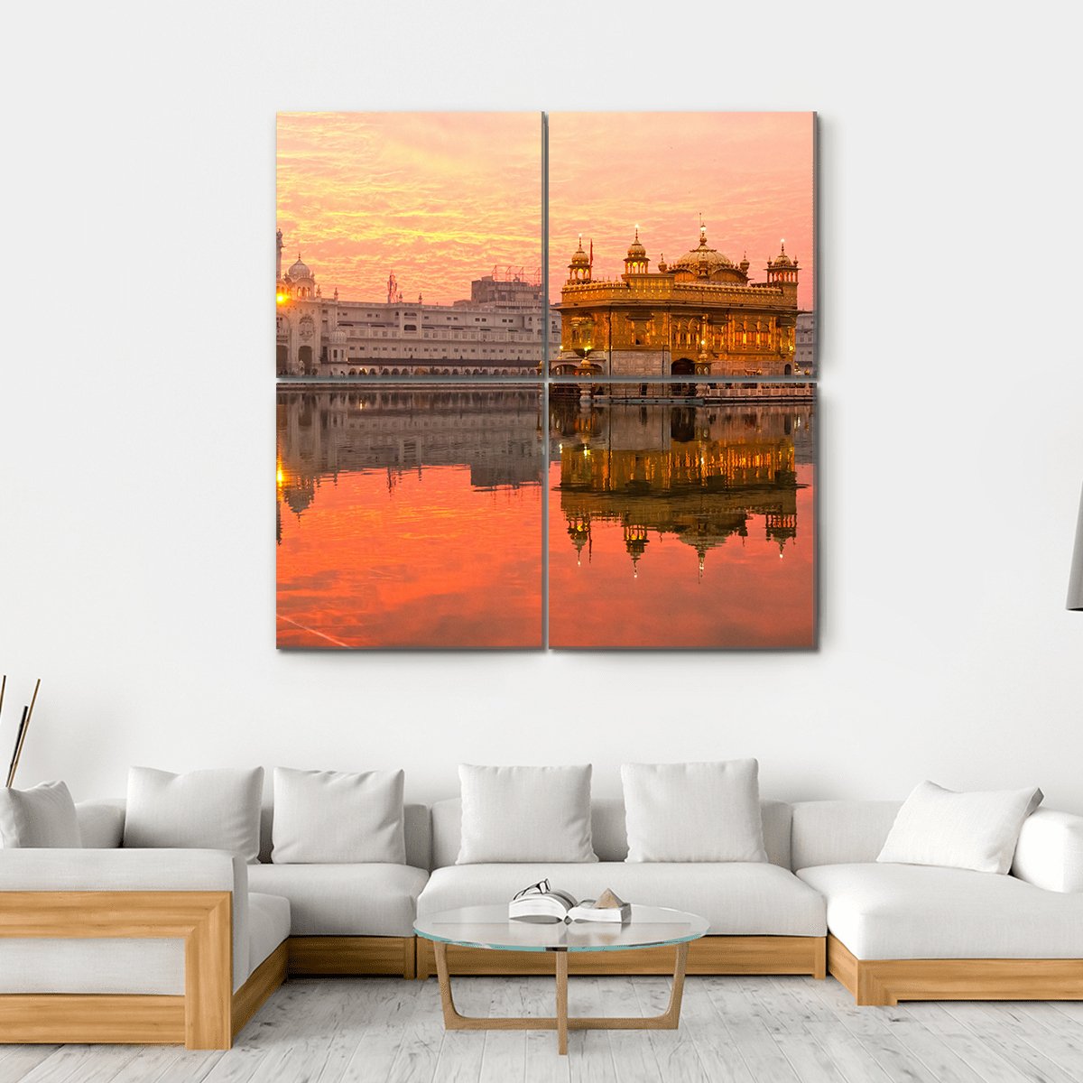 Golden Temple in Amritsar India Canvas Wall Art-4 Square-Gallery Wrap-17" x 17"-Tiaracle
